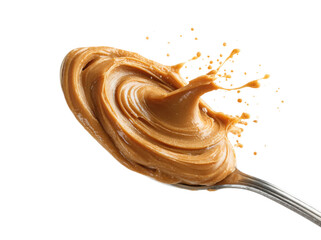 Delicious peanut butter swirl action kitchen food bright culinary isolated on transparent background