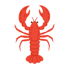 A lobster with its claws open and its eyes wide