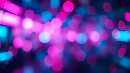 Fototapeta premium A futuristic bokeh with glitchy, digital fragments in neon and cyan. Feels like a visual error in a high-tech dream.