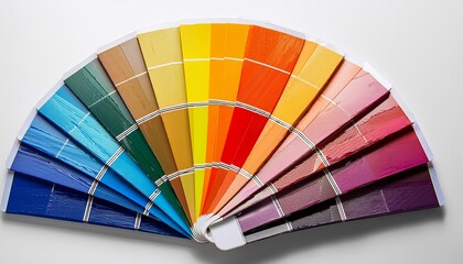 Obraz premium vibrant palette of paint swatches showcasing a spectrum of colors on a white isolate background