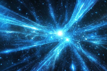 Fototapeta premium Abstract blue energy burst space background.