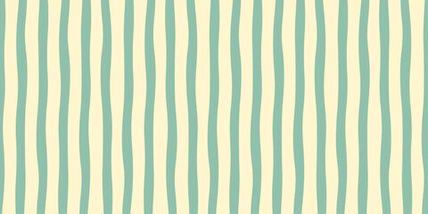 Pattern of soft green wavy vertical stripes on a light beige background, creating a gentle and calming visual effect. Vector illustration