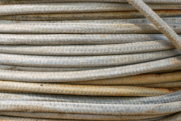 full frame photo of cables used on board a stern trawler