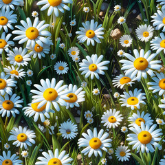 Fototapeta premium Eco Spring Daisy Meadow Texture 4K