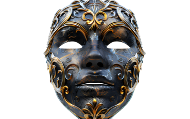 Decorative fantasy mask with metallic patterns