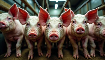 pigs in a tight intensive pig farm