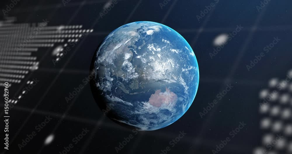 Aufkleber console code starting scrolling and fading as 3d globe rotating and shifting map for data display