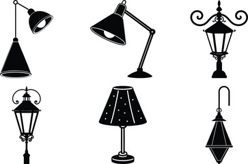 Abstract Lamp Silhouette Vector Icon White Background