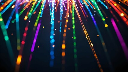 Colorful light fragments from a refracted prism. Iridescent, multi-color, and full of motion and life.