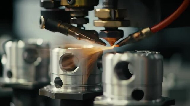 Automated Metal Welding Process with Sparks Inside Industrial Factory Using Advanced Robotic System with Precision Engineering and Manufacturing Techniques