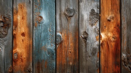 Naklejka premium Weathered Brown and Orange Vertical Wooden Planks Texture.