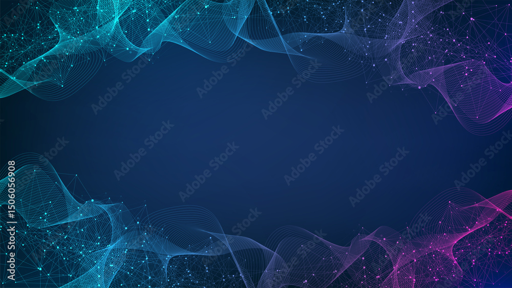 Poster global network connection concept. big data visualization. social network communication in the globa