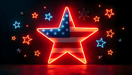 Patriotic Neon Star: Celebrate Independence Day