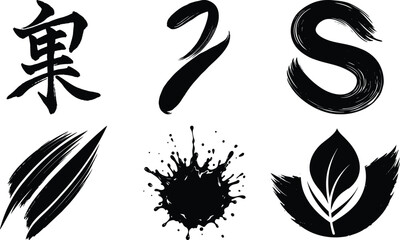 Minimalist Brush Strokes Silhouette Vector Icon White Background Isolated design