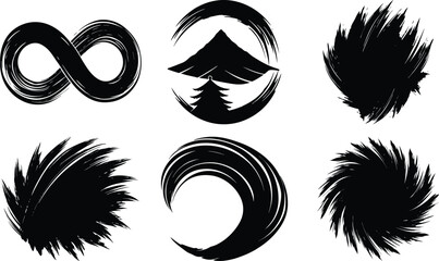 Creative Brush Stroke Silhouette Vector Icon White Background Clean design