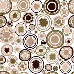Brown concentric circles in doodle style seamless pattern.eps