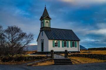 Historic Church at Thingvellir National Park, Iceland