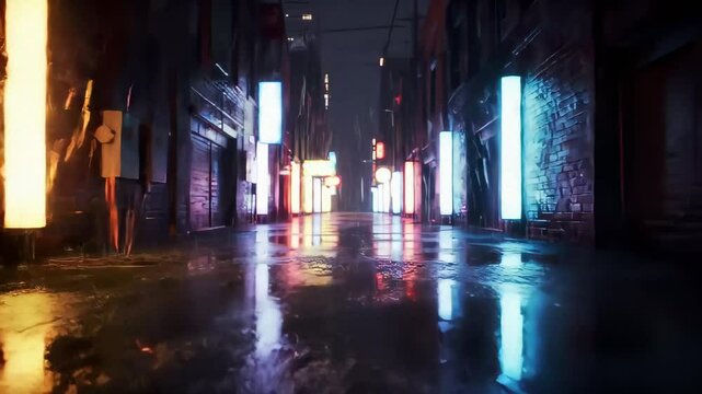 Rainy neon alley