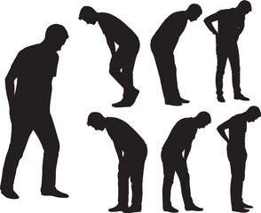 Injured man limping pain pose vector illustration