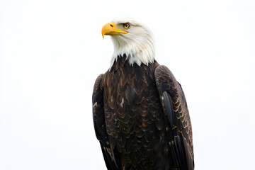 Majestic Bald Eagle: A Close-Up Portrait Against a White Background