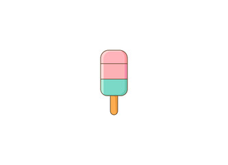 Cartoon ice cream with fruit filling and waffle cone. Vector illustration on white background