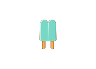 Cartoon ice cream with fruit filling and on a stick. Vector illustration on a white background