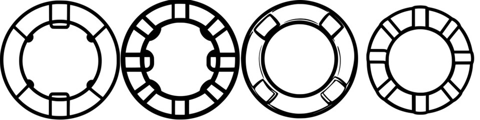 Naklejka premium Distinctive icon set showcasing circular designs for user interface and digital projects