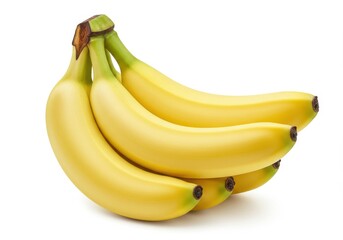 Bunch of ripe yellow bananas isolated on white background, a healthy and nutritious snack