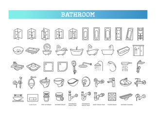 Restroom, Bathroom Vector Icon Set