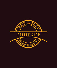 Fototapeta premium Emblem vintage coffee logo vector, Retro badge coffee logo, premium coffee shop bar brand symbol icon.