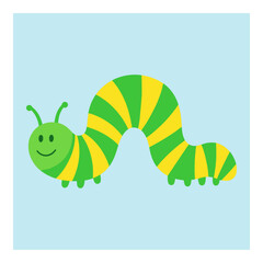 Colorful Cartoon Caterpillar with Smile