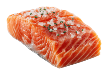 Delicious salmon fillet preparation kitchen food culinary arts seafood recipe isolated on transparent background