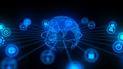 Cloud concept technology background and network security