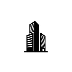 Obraz premium Minimalistic black and white icon with skyscrapers on a white background. Perfect for advertising business, architecture or urban themes. Clean and modern design.