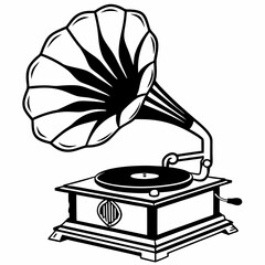 old gramophone isolated on white