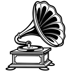 vintage gramophone isolated on white