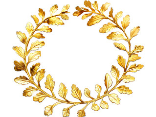 A detailed golden wreath with laurel leaves, representing prestige, excellence, and honor.