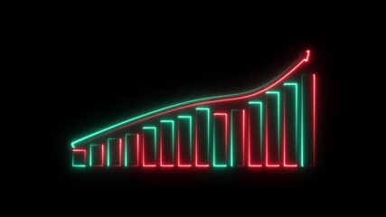 Neon business graph animation increased.15 graph bar animation increased.15 month increased graph of success business.