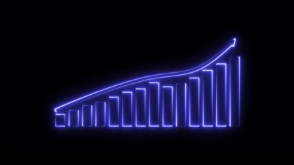 Neon business graph animation increased.15 graph bar animation increased.15 month increased graph of success business.