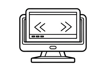 Computer screen displaying left and right arrows indicating navigation or playback controls