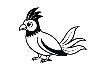 Obraz premium Adorable cartoon bird black and white illustration