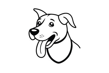Happy dog head outline cartoon illustration pet animal