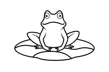 Happy frog sitting on a lily pad cartoon illustration