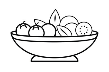 Fresh fruit bowl line art simple illustration design