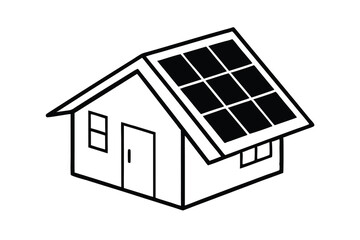 House with solar panels on roof sustainable energy home