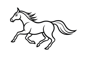 Elegant line art running horse galloping stallion