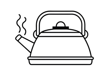 A simple line drawing of a kettle steaming hot