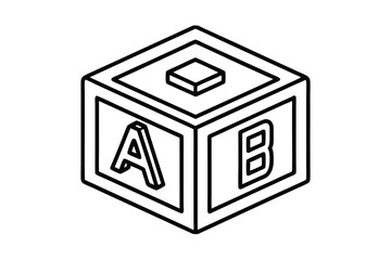 Isometric alphabet block toy abc letters cube childrens education