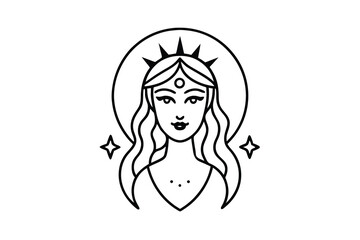 Celestial goddess moon crown mystic woman spiritual art