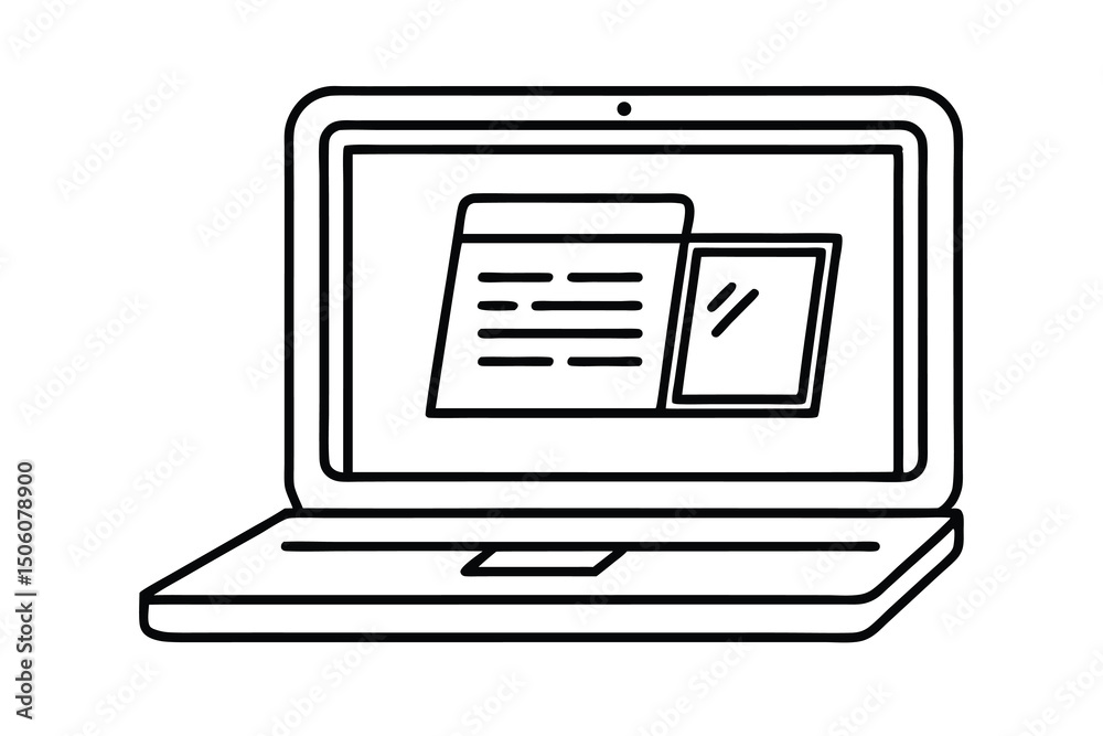 Wall mural laptop screen displaying website and app interface design